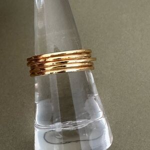 Set of 5 Hammered Gold Stacking Rings